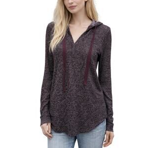 2/$15 Olive + Oak Hooded Striped Sweater Hoodie Red Burgundy Size S